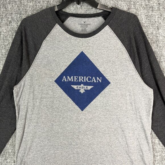 American Eagle Shirt Extra Large Mens Seriously Soft Casual Long-Sleeve Raglan - Picture 3 of 10